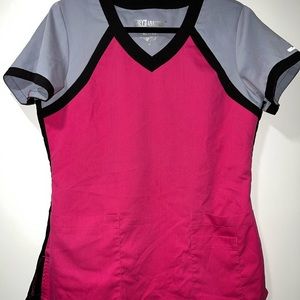 Greys Anatomy Pink and Grey Scrub Top